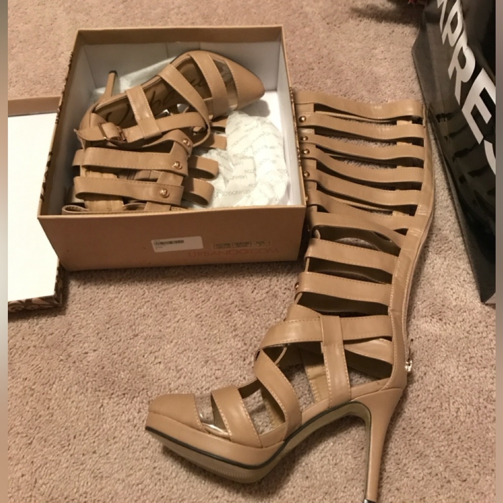 Rare strappy faux leather boots